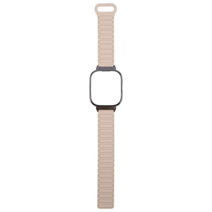 For Redmi Watch 5 / Watch 4 Metal Black Frame Integrated I-shaped Magnetic Silicone Watch Band(Milk Tea Rocky White) by bashfashion