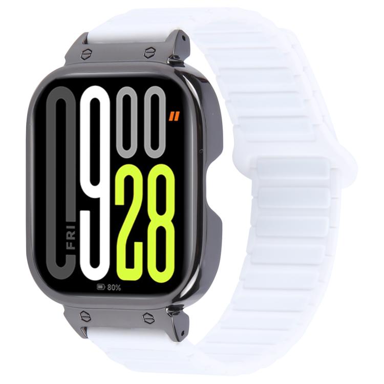 For Redmi Watch 5 / Watch 4 Metal Black Frame Integrated I-shaped Magnetic Silicone Watch Band(Ceramic White) by bashfashion