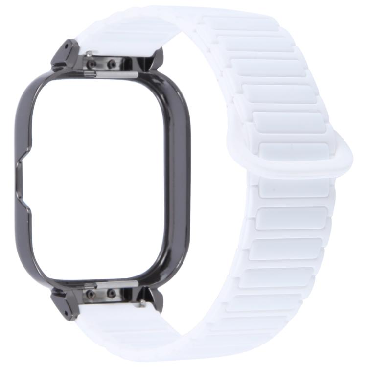For Redmi Watch 5 / Watch 4 Metal Black Frame Integrated I-shaped Magnetic Silicone Watch Band(Ceramic White) by bashfashion