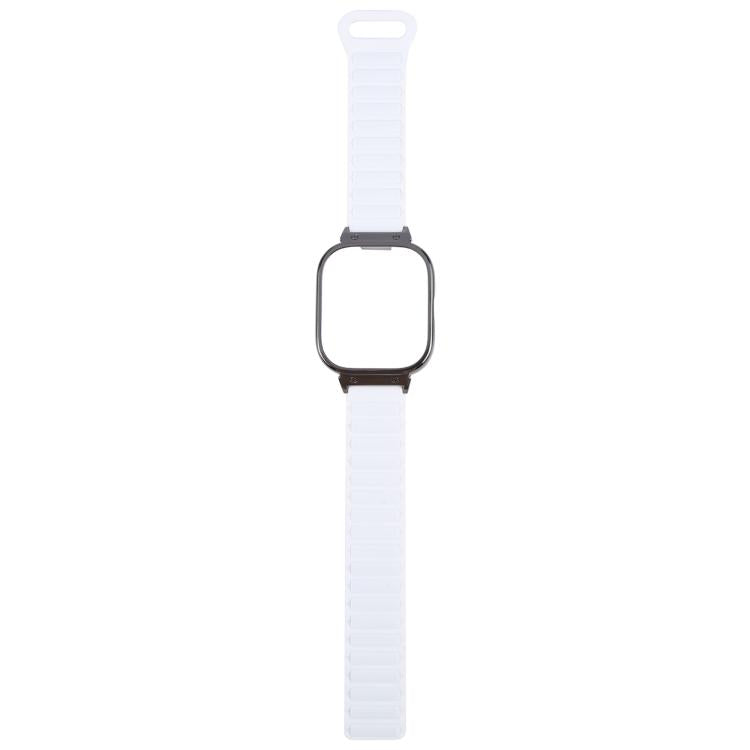 For Redmi Watch 5 / Watch 4 Metal Black Frame Integrated I-shaped Magnetic Silicone Watch Band(Ceramic White) by bashfashion