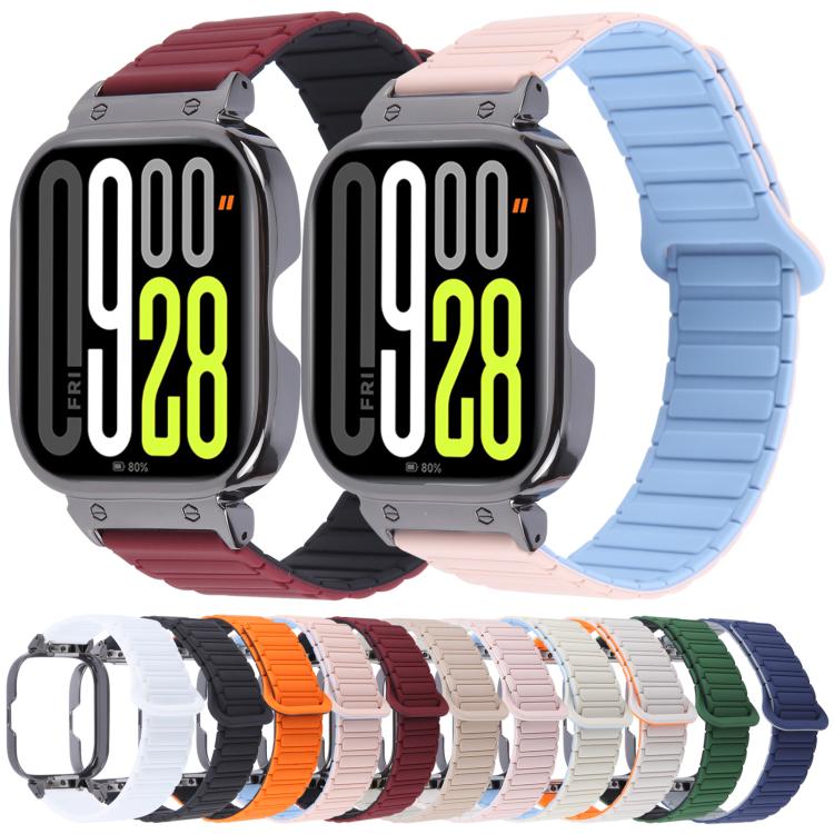 For Redmi Watch 5 / Watch 4 Metal Black Frame Integrated I-shaped Magnetic Silicone Watch Band(Indigo Gray) by bashfashion