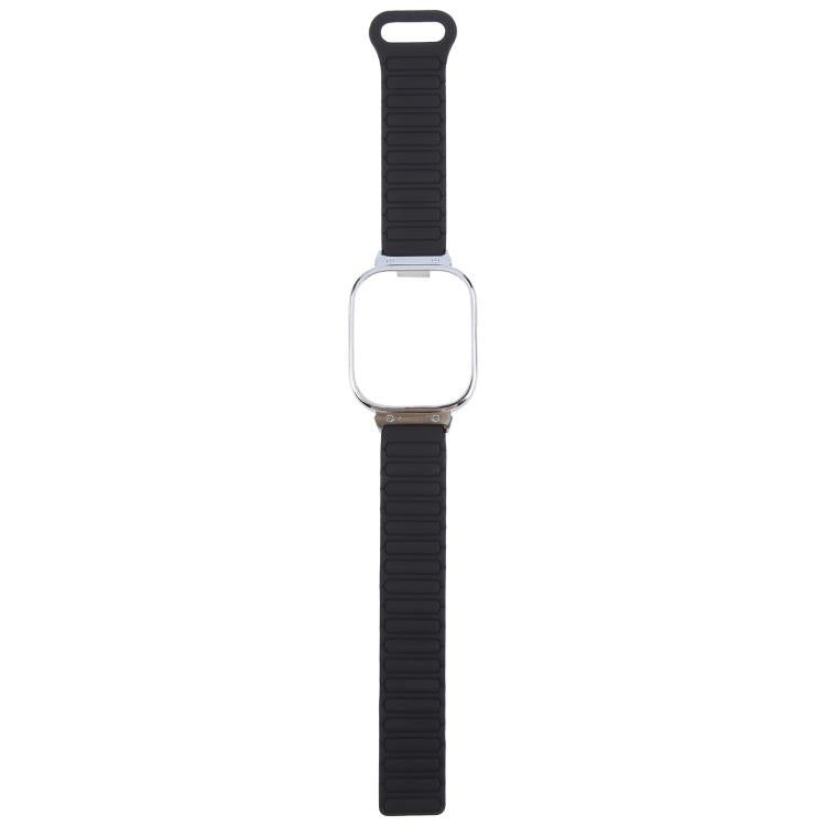 For Redmi Watch 5 / Watch 4 Metal Silver Frame Integrated I-shaped Magnetic Silicone Watch Band(Black) by bashfashion