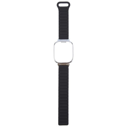 For Redmi Watch 5 / Watch 4 Metal Silver Frame Integrated I-shaped Magnetic Silicone Watch Band(Black) by bashfashion