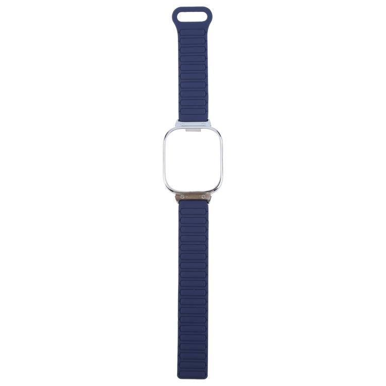 For Redmi Watch 5 / Watch 4 Metal Silver Frame Integrated I-shaped Magnetic Silicone Watch Band(Indigo Gray) by bashfashion