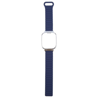 For Redmi Watch 5 / Watch 4 Metal Silver Frame Integrated I-shaped Magnetic Silicone Watch Band(Indigo Gray) by bashfashion