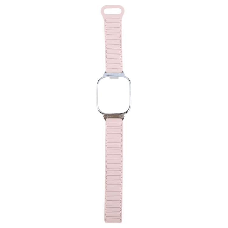 For Redmi Watch 5 / Watch 4 Metal Silver Frame Integrated I-shaped Magnetic Silicone Watch Band(Pink Starlight) by bashfashion