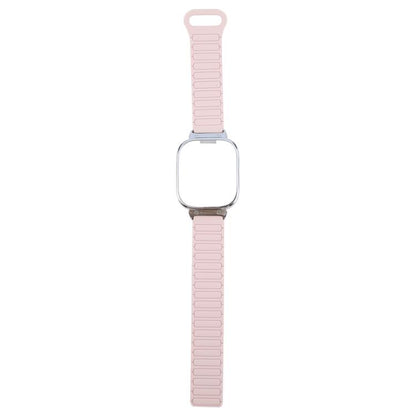 For Redmi Watch 5 / Watch 4 Metal Silver Frame Integrated I-shaped Magnetic Silicone Watch Band(Pink Starlight) by bashfashion