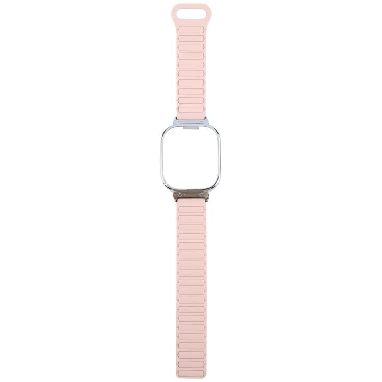 For Redmi Watch 5 / Watch 4 Metal Silver Frame Integrated I-shaped Magnetic Silicone Watch Band(Pink Blue) by bashfashion