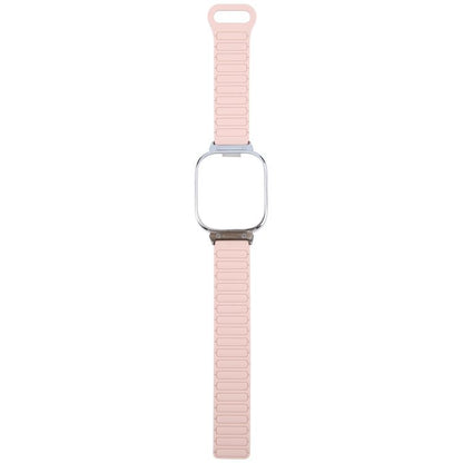 For Redmi Watch 5 / Watch 4 Metal Silver Frame Integrated I-shaped Magnetic Silicone Watch Band(Pink Blue) by bashfashion