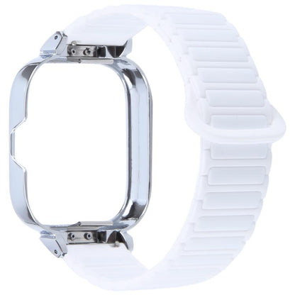 For Redmi Watch 5 / Watch 4 Metal Silver Frame Integrated I-shaped Magnetic Silicone Watch Band(Ceramic White) by bashfashion