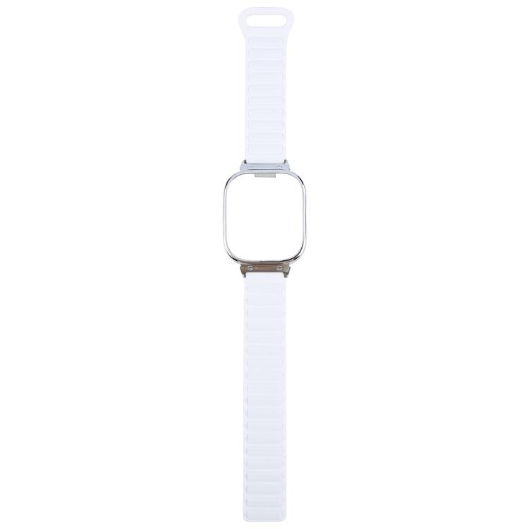 For Redmi Watch 5 / Watch 4 Metal Silver Frame Integrated I-shaped Magnetic Silicone Watch Band(Ceramic White) by bashfashion