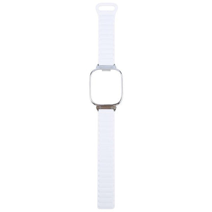 For Redmi Watch 5 / Watch 4 Metal Silver Frame Integrated I-shaped Magnetic Silicone Watch Band(Ceramic White) by bashfashion