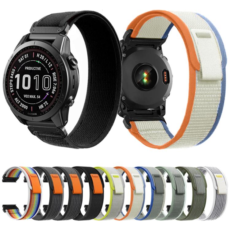 For Garmin 26mm Loop Nylon Hook and Loop Fastener Quick Release Watch Band(Grey White) by bashfashion