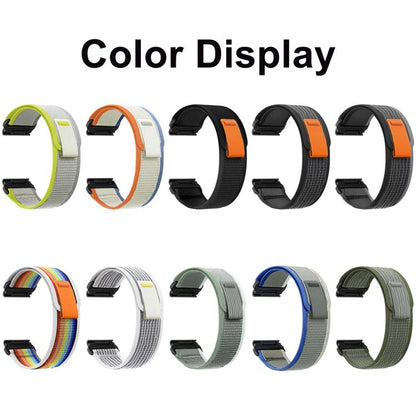 For Garmin 26mm Loop Nylon Hook and Loop Fastener Quick Release Watch Band(Grey White) by bashfashion