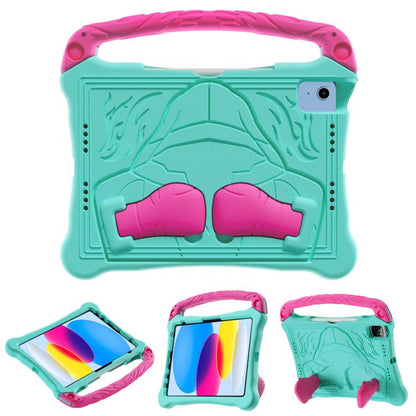 For iPad 2025 / 2022 Boxing Series Kickstand EVA Shockproof Tablet Case with Shoulder Strap(Mint Rose Red) by bashfashion