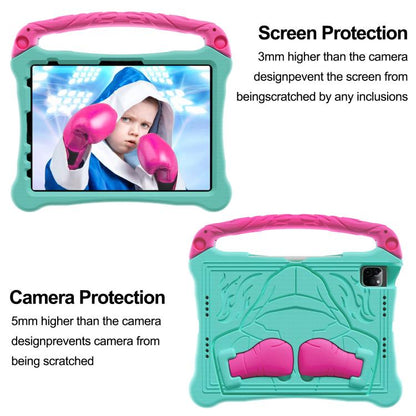 For iPad 2025 / 2022 Boxing Series Kickstand EVA Shockproof Tablet Case with Shoulder Strap(Mint Rose Red) by bashfashion