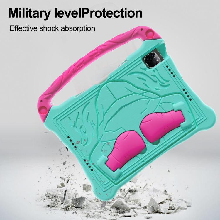For iPad 2025 / 2022 Boxing Series Kickstand EVA Shockproof Tablet Case with Shoulder Strap(Mint Rose Red) by bashfashion