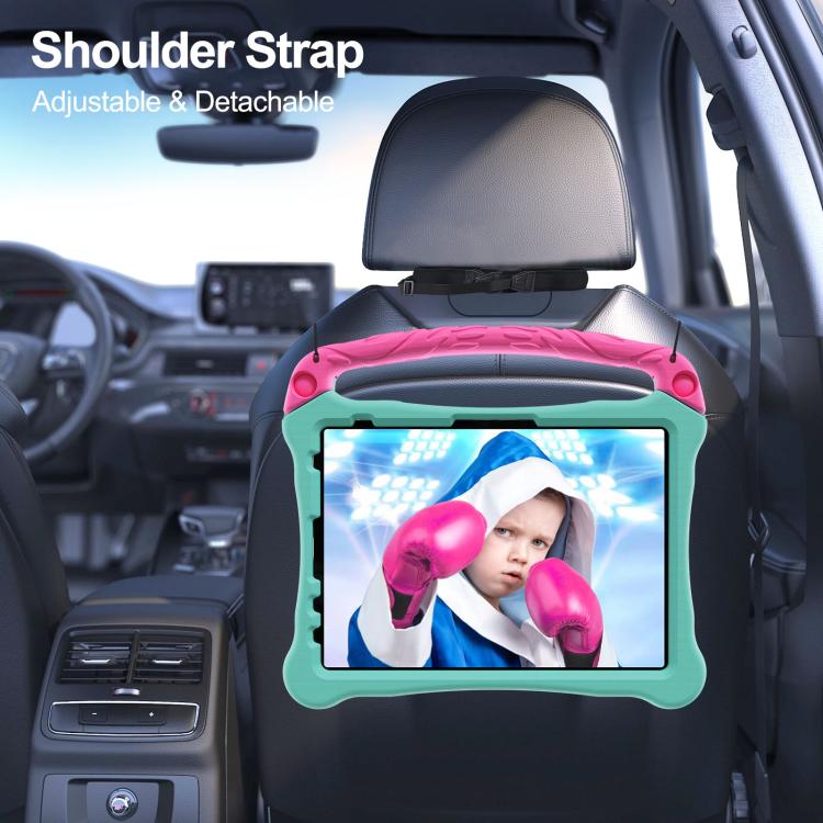 For iPad 2025 / 2022 Boxing Series Kickstand EVA Shockproof Tablet Case with Shoulder Strap(Mint Rose Red) by bashfashion