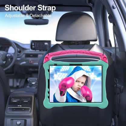 For iPad 2025 / 2022 Boxing Series Kickstand EVA Shockproof Tablet Case with Shoulder Strap(Mint Rose Red) by bashfashion