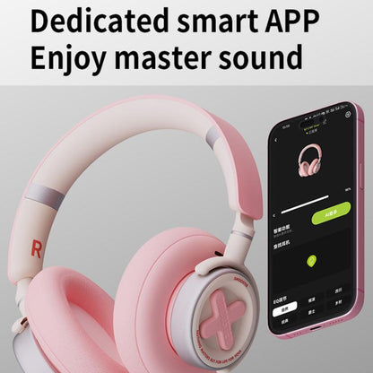 Dmooster D19 Pro ANC and EDC Noise Reduction Bluetooth Headphones(Pink) by D MOOSTER