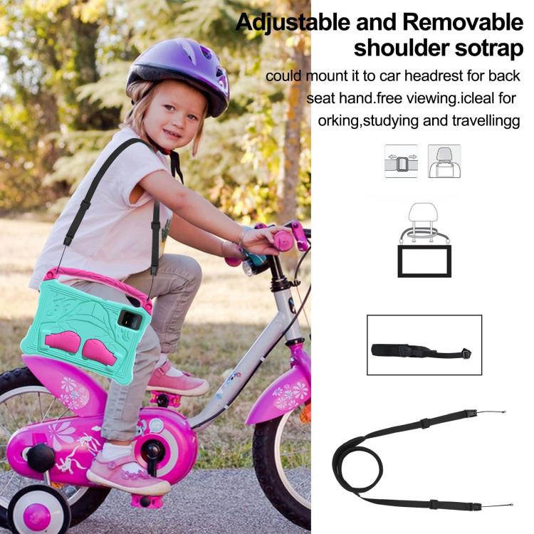 For Huawei MatePad SE 11 2024 Boxing Series Kickstand EVA Shockproof Tablet Case with Shoulder Strap(Mint Rose Red) by bashfashion