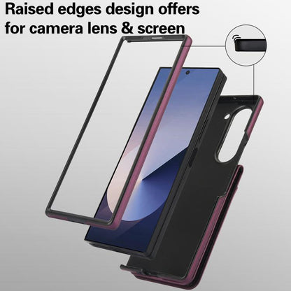 For Samsung Galaxy Z Fold5 AwQuer RFID Vertical Flip Card Bag Holder Leather Phone Case(Dark Purple) by Awquer