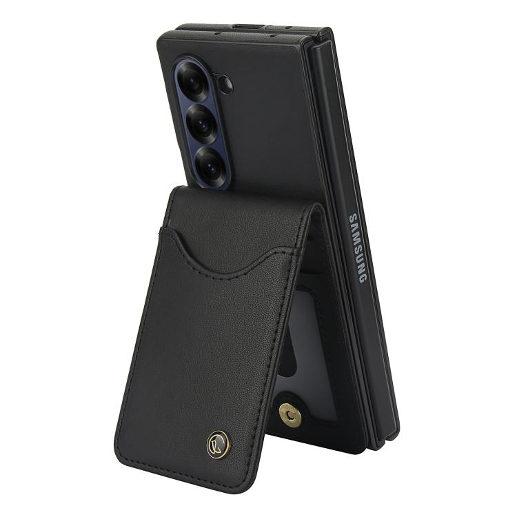 For Samsung Galaxy Z Fold6 AwQuer RFID Vertical Flip Card Bag Holder Leather Phone Case(Black) by Awquer