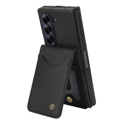 For Samsung Galaxy Z Fold6 AwQuer RFID Vertical Flip Card Bag Holder Leather Phone Case(Black) by Awquer