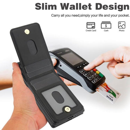 For Samsung Galaxy Z Fold6 AwQuer RFID Vertical Flip Card Bag Holder Leather Phone Case(Black) by Awquer