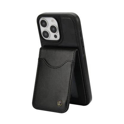 For iPhone 16 Pro Max AwQuer Vertical Flip Card Bag Holder Leather Phone Case(Black) by Awquer