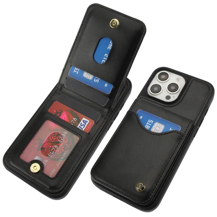 For iPhone 16 Pro Max AwQuer Vertical Flip Card Bag Holder Leather Phone Case(Black) by Awquer