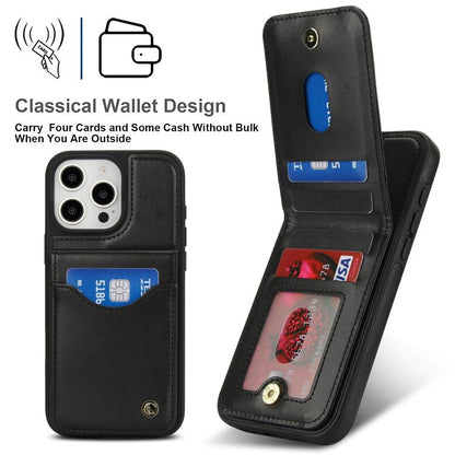 For iPhone 16 Pro Max AwQuer Vertical Flip Card Bag Holder Leather Phone Case(Black) by Awquer