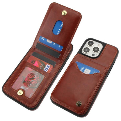 For iPhone 16 Pro AwQuer Vertical Flip Card Bag Holder Leather Phone Case(Brown) by Awquer