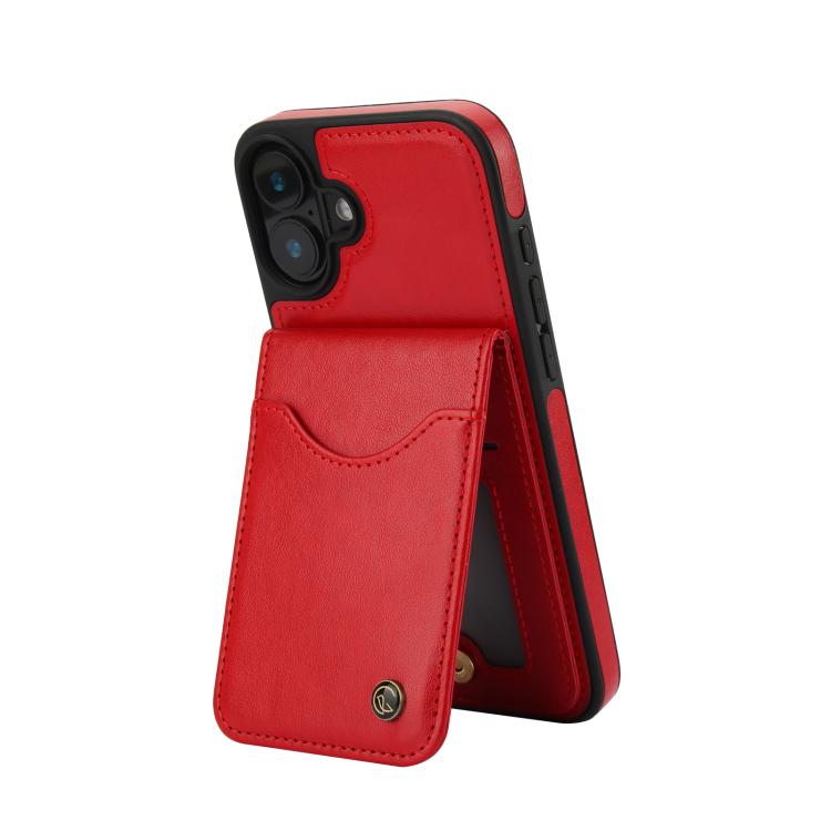 For iPhone 16 Plus AwQuer Vertical Flip Card Bag Holder Leather Phone Case(Red) by Awquer