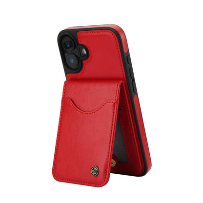 For iPhone 16 Plus AwQuer Vertical Flip Card Bag Holder Leather Phone Case(Red) by Awquer