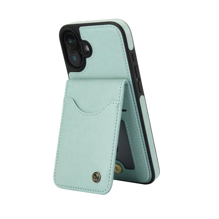For iPhone 16 AwQuer Vertical Flip Card Bag Holder Leather Phone Case(Green) by Awquer
