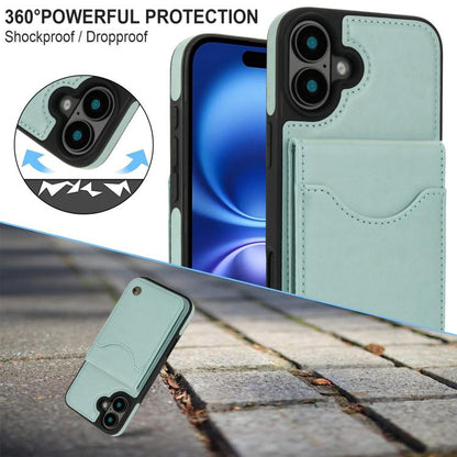 For iPhone 16 AwQuer Vertical Flip Card Bag Holder Leather Phone Case(Green) by Awquer