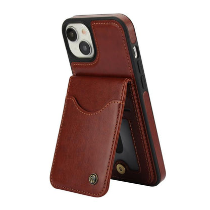 For iPhone 14 Plus AwQuer Vertical Flip Card Bag Holder Leather Phone Case(Brown) by Awquer