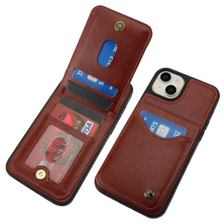 For iPhone 14 Plus AwQuer Vertical Flip Card Bag Holder Leather Phone Case(Brown) by Awquer