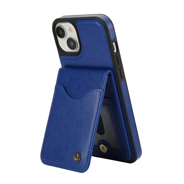 For iPhone 14 / 13 AwQuer Vertical Flip Card Bag Holder Leather Phone Case(Blue) by Awquer