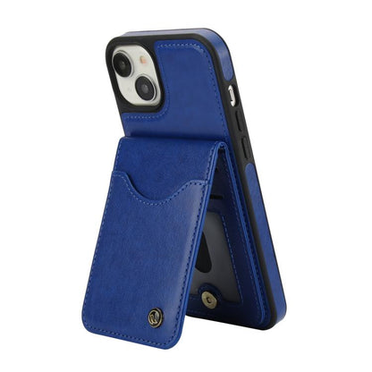 For iPhone 14 / 13 AwQuer Vertical Flip Card Bag Holder Leather Phone Case(Blue) by Awquer
