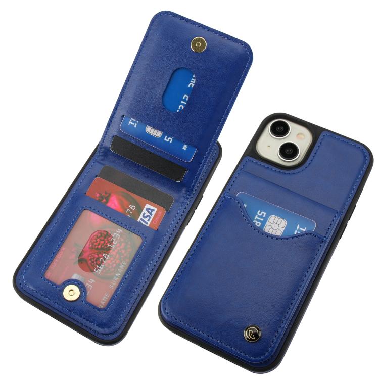 For iPhone 14 / 13 AwQuer Vertical Flip Card Bag Holder Leather Phone Case(Blue) by Awquer