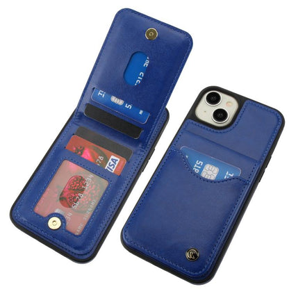 For iPhone 14 / 13 AwQuer Vertical Flip Card Bag Holder Leather Phone Case(Blue) by Awquer