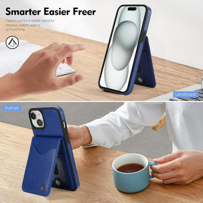 For iPhone 14 / 13 AwQuer Vertical Flip Card Bag Holder Leather Phone Case(Blue) by Awquer