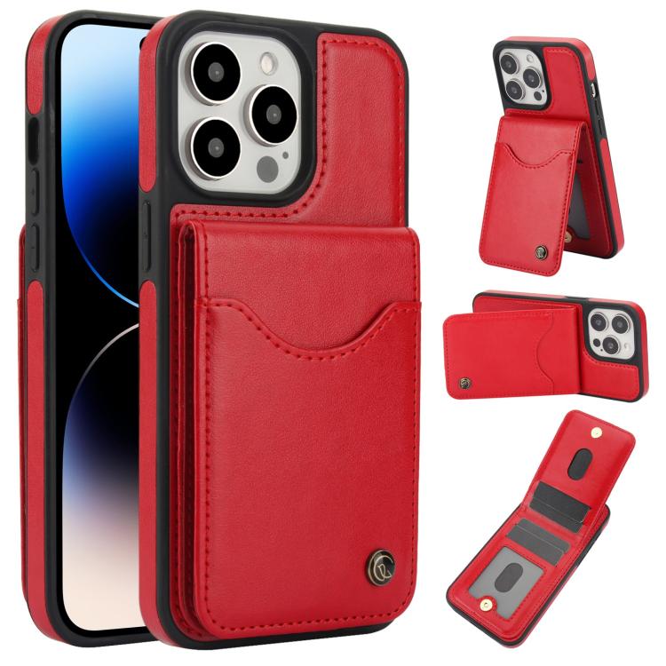 For iPhone 14 Pro AwQuer Vertical Flip Card Bag Holder Leather Phone Case(Red) by Awquer