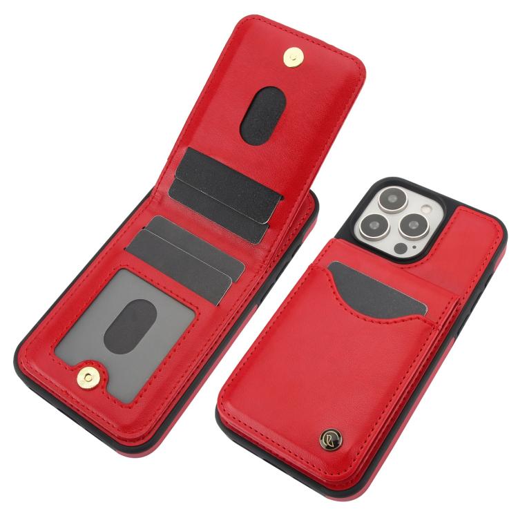For iPhone 14 Pro AwQuer Vertical Flip Card Bag Holder Leather Phone Case(Red) by Awquer