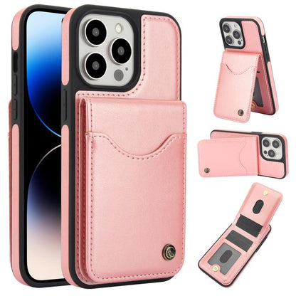 For iPhone 14 Pro Max AwQuer Vertical Flip Card Bag Holder Leather Phone Case(Rose Gold) by Awquer