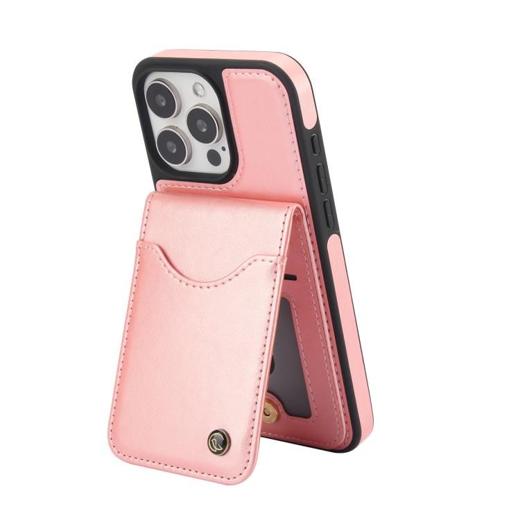 For iPhone 14 Pro Max AwQuer Vertical Flip Card Bag Holder Leather Phone Case(Rose Gold) by Awquer