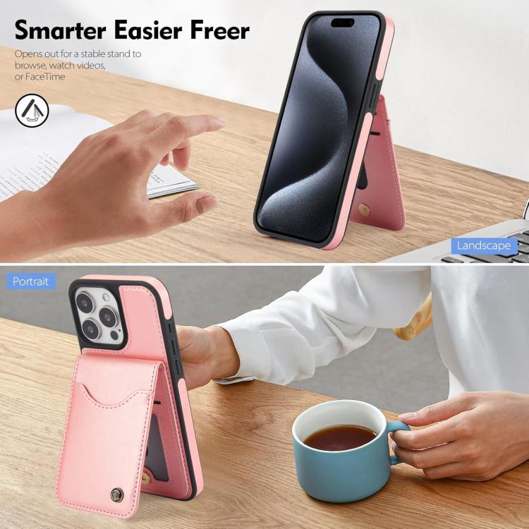 For iPhone 14 Pro Max AwQuer Vertical Flip Card Bag Holder Leather Phone Case(Rose Gold) by Awquer