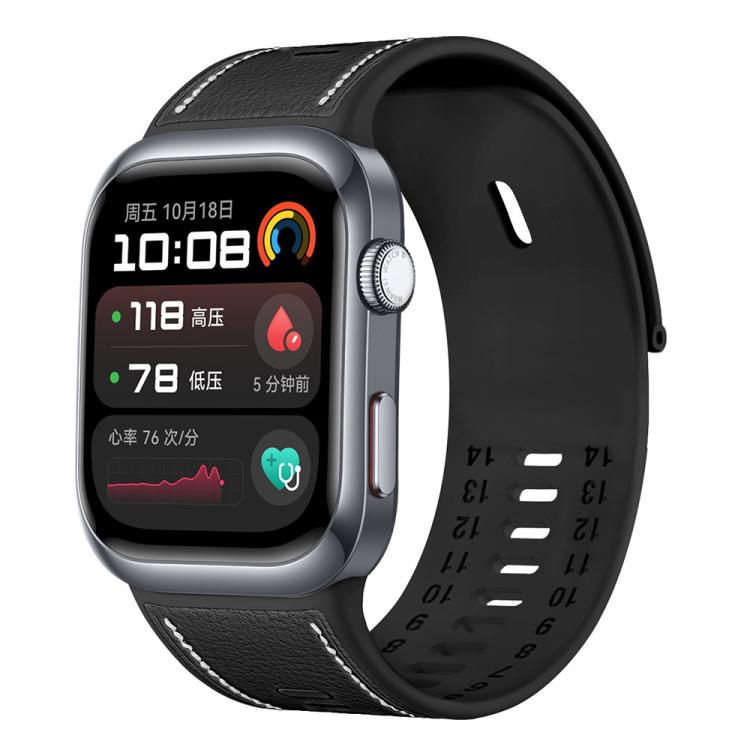 For Huawei Watch D2 Hybrid Silicone Leather Watch Band(Black) by bashfashion